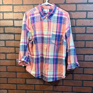Old Navy Spring Colors Plaid Button Down Shirt